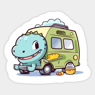 Kawaii dinosaur camping car Sticker